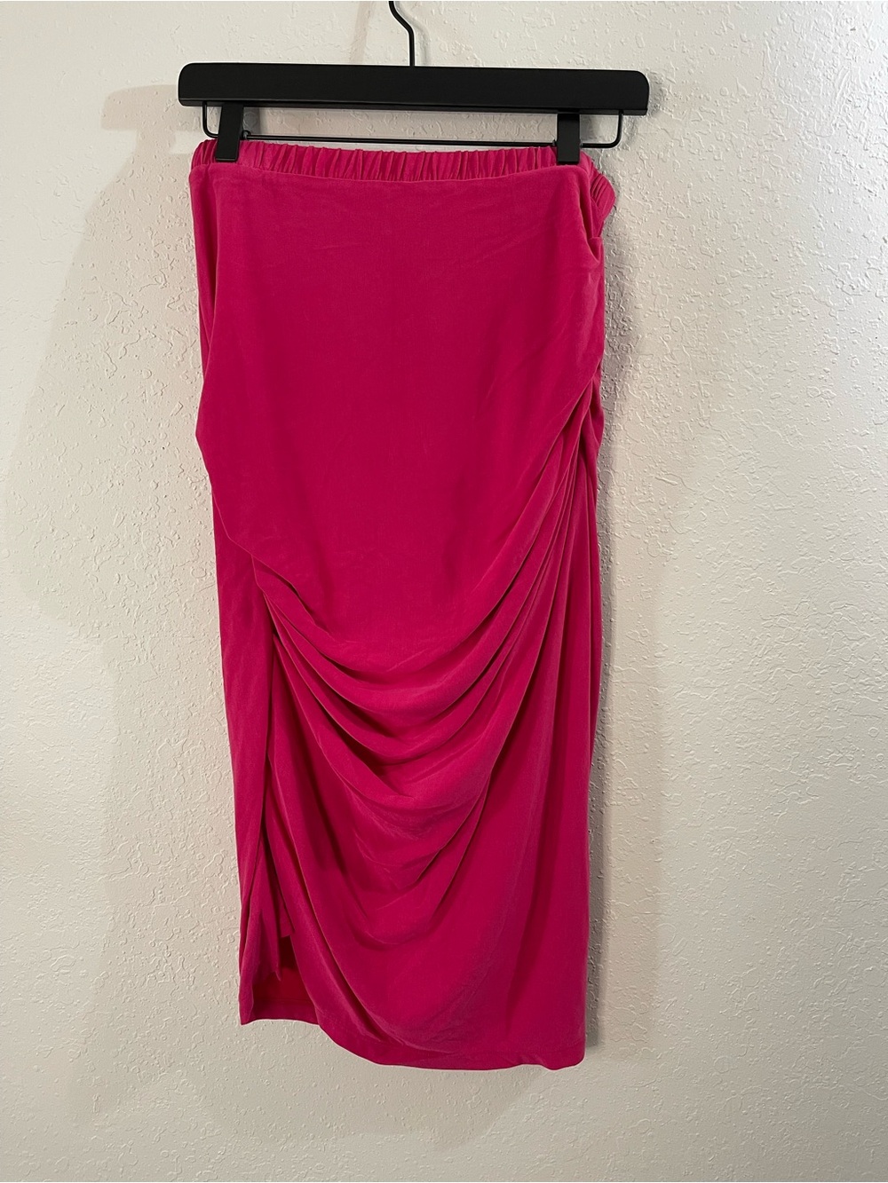 Express Hot Pink Ruched Midi Skirt